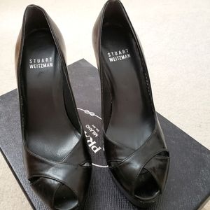 Stuart Weitzman peep toe platform black.